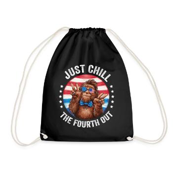 Just Chill The Fourth Out 4th Of July Bigoot - Drawstring Bag - black - Front