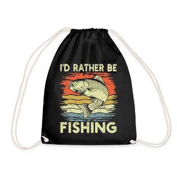 Je préfère pêcher à la ligne de bar rétro - Sac de sport léger - noir - Devant