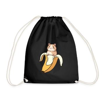 Funny Guinea Pig In Banana - Drawstring Bag - black - Front