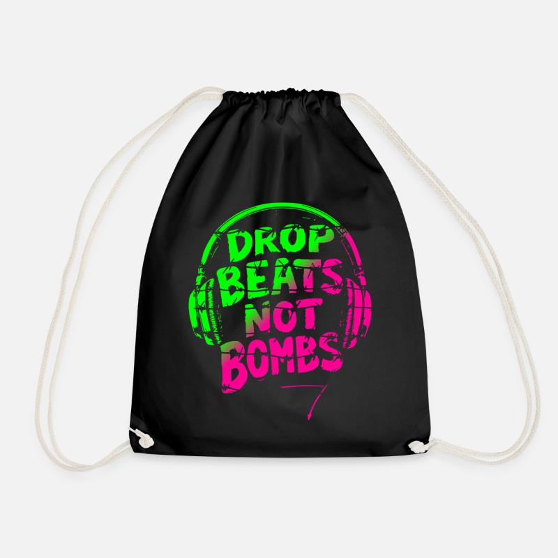 Drop Beats Not Bombs green pink - Turnbeutel - Schwarz