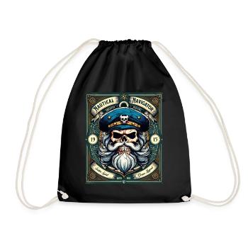 Sailor Skull Skull Captain Ahoy Ship - Drawstring Bag - black - Front
