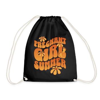 Pregnant Girl Summer - Drawstring Bag - black - Front