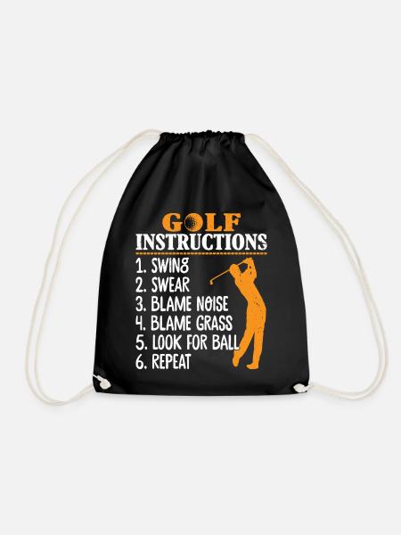 Golfer Golfen Golf Anleitung - Turnbeutel - Schwarz