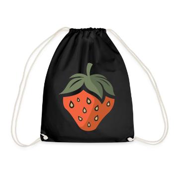 Icône de fraise dans le style bande dessinée et dessin animé - Sac de sport léger - noir - Devant