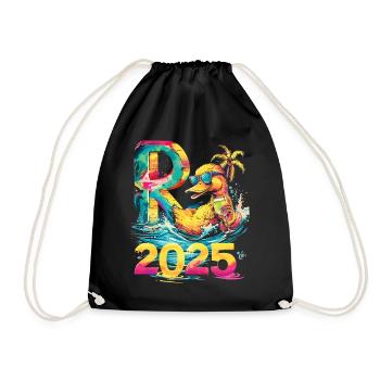 Pension 2025 Duck Pensioner Retired Funny - Drawstring Bag - black - Front