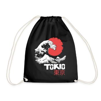 Tokyo, Japon, Asie, Mer, Vague, Montagne, Soleil Ville - Sac de sport léger - noir - Devant
