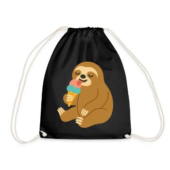 Happy Sloth with Cream – Summer Mood Motif - Drawstring Bag - black - Front