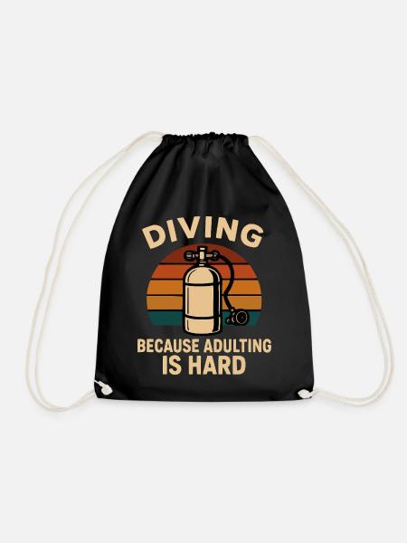 Diving Escape – When adulthood is annoying - Drawstring Bag - black