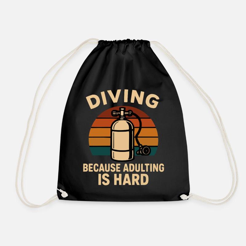 Diving Escape – When adulthood is annoying - Drawstring Bag - black