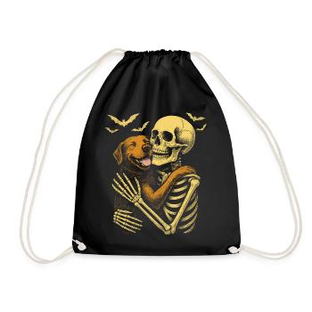 Skeleton Cuddle Labrador Retriever - Drawstring Bag - black - Front