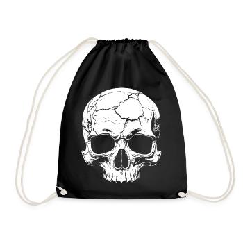 Abstract skull with cracks - Drawstring Bag - black - Front