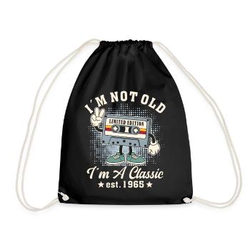 I ́m Not Old I ́m Classic 60th Birthday Retro Style - Drawstring Bag - black - Front