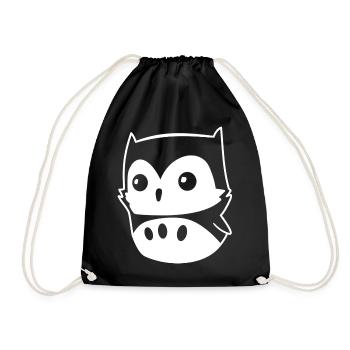Owl Kawaii – cute owl motif in cartoon style - Drawstring Bag - black - Front