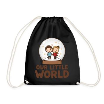 Snow Globe Couple Heart – Our Little World Xmas - Drawstring Bag - black - Front