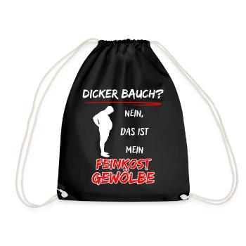 Dicker Bauch? nein das ist mein Feinkost Gewölbe - Turnbeutel - Schwarz - Vorne