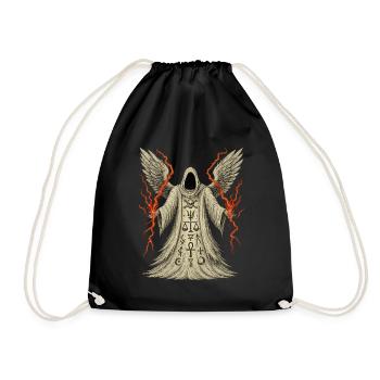 Hooded Grim with Wings and Runes - Drawstring Bag - black - Front