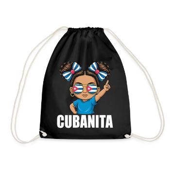 Cuba Flag Cute Cubanita Girls Women - Drawstring Bag - black - Front