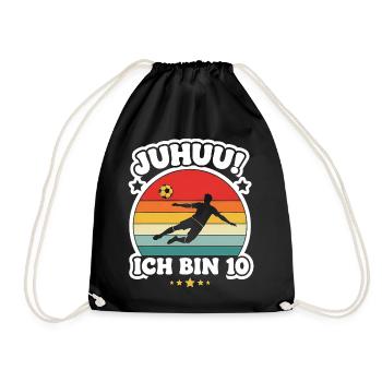 Yay I'm 10 football striker Tenth born - Drawstring Bag - black - Front