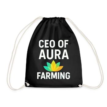 CEO OF AURA FARMING Funny Saying  - Drawstring Bag - black - Front