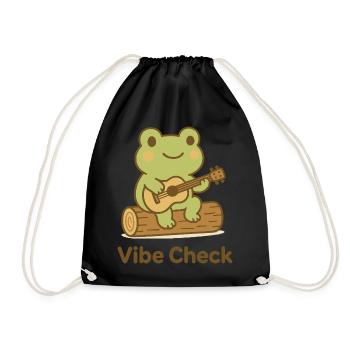 Frog on Log Acoustic Guitar - Drawstring Bag - black - Front