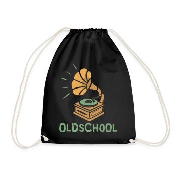 Oldschool Gramophone Retro Design - Drawstring Bag - black - Front