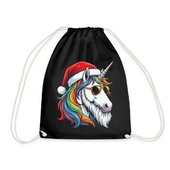 Santa Unicorn Xmas Magic Christmas - Drawstring Bag - black - Front