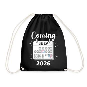Baby Coming July 2026 Funny Baby Shower Gift - Drawstring Bag - black - Front
