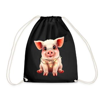 Lustiges Schwein Weihnachten Bauernhoftier süß - Turnbeutel - Schwarz - Vorne