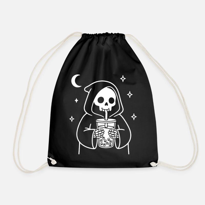Faucheuse avec du thé aux yeux de bulle - Sac de sport léger - noir