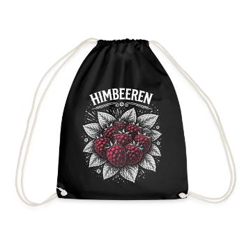 Raspberries Illustration Pink Print - Drawstring Bag - black - Front