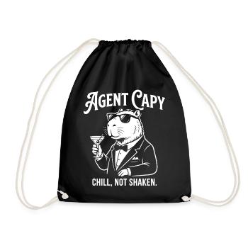 Agent Capybara - Cooles Meerschweinchen Spy - Turnbeutel - Schwarz - Vorne