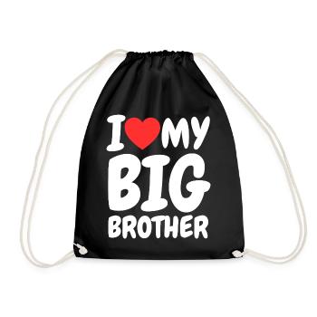 I Love My Big Brother Heart Funny Family - Drawstring Bag - black - Front