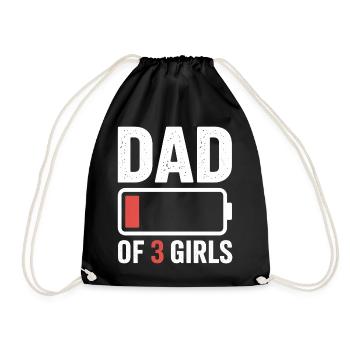 T-shirt Icône de la batterie Papa de trois filles - Sac de sport léger - noir - Devant