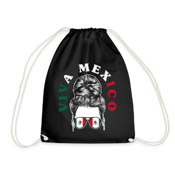 Mexico Pride & Home Mexican Mexico Flag - Drawstring Bag - black - Front