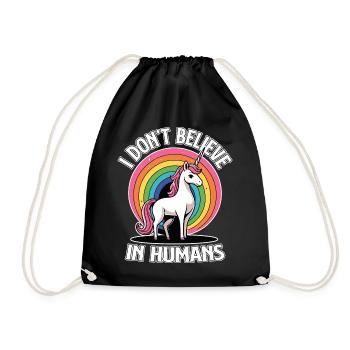 Einhorn Regenbogen Ich glaube nicht an Menschen - Turnbeutel - Schwarz - Vorne