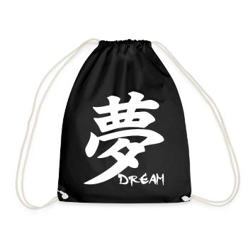 Das Wort Traum im Japanischen (weiß) - Turnbeutel - Schwarz - Vorne