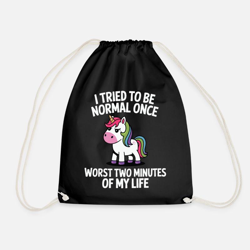Unexpectedly Normal: Unicorn Joke Gift - Drawstring Bag - black