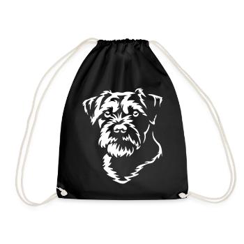 Border Terrier Kopf "Black Edition" - Turnbeutel - Schwarz - Vorne