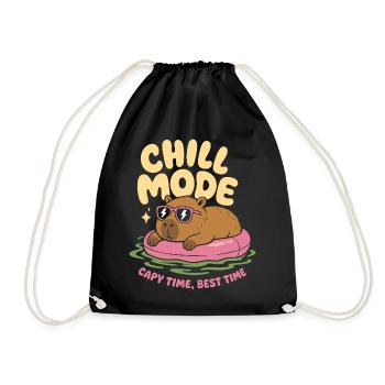 Chill Mode Capybara No Rush - Turnbeutel - Schwarz - Vorne