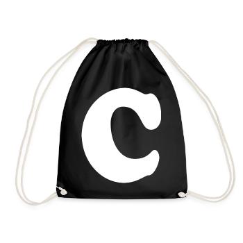 Large C Style Print | Point C | C Logo - Drawstring Bag - black - Front