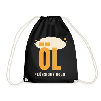 Öl Bier lustiger Spruch Bierliebhaber Geschenk - Turnbeutel - Schwarz - Vorne