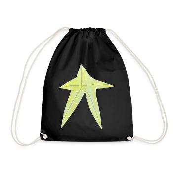 Yellow Star Drawing - Drawstring Bag - black - Front