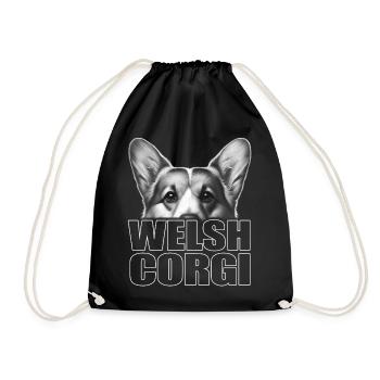 welsh_corgi_Font_Fashion - Turnbeutel - Schwarz - Vorne
