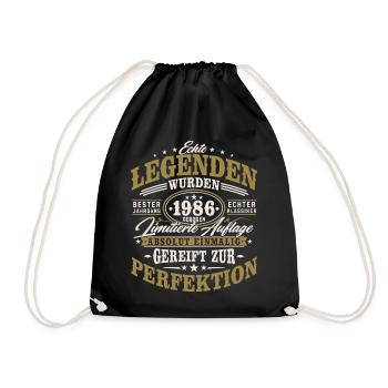 1986 Jahrgang geboren Geburtstag Vintage Geschenk  - Turnbeutel - Schwarz - Vorne