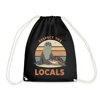 Respect The Locals Seal & Turtle - Drawstring Bag - black - Front