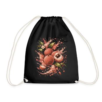 Exotische Litschi-Frucht-Rosen-Spritzkunst - Turnbeutel - Schwarz - Vorne
