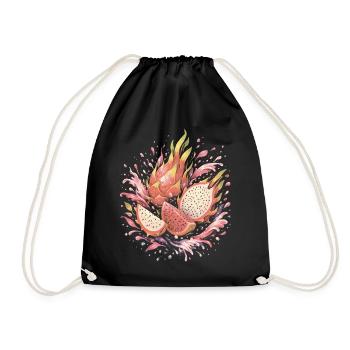 Pitaya Exotische Drachenfrucht-Spritzkunst - Turnbeutel - Schwarz - Vorne