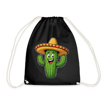 Lustiger Kaktus mit Sombrero - Turnbeutel - Schwarz - Vorne