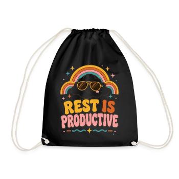 Rest ist produktiv Regenbogen - Turnbeutel - Schwarz - Vorne