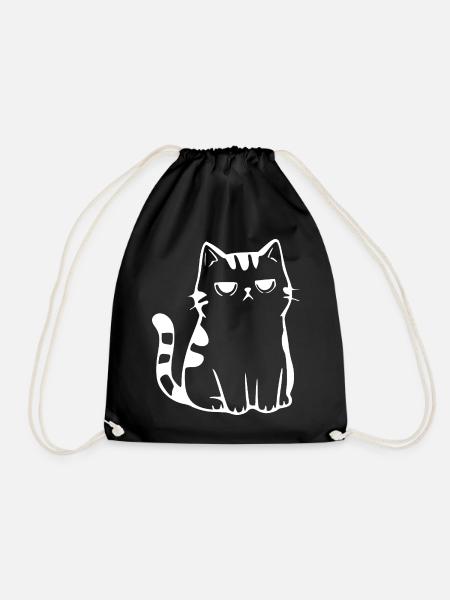Süße BKH Katze – Minimalistisches Lineart Kawaii - Turnbeutel - Schwarz